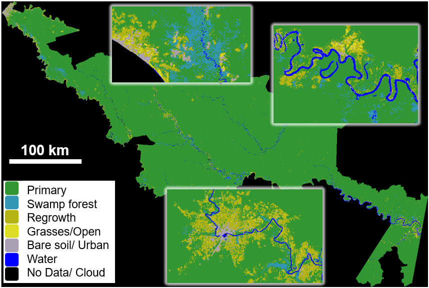 Classification map and subsets of the Colombia demo area